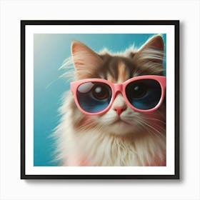 A Cool Cat in Some Pink Sunglasses is Looking at You and Judging You Because You're Still Wearing a Mask Outside Art Print