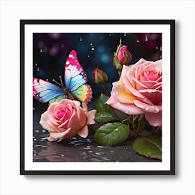 Roses In The Rain Art Print