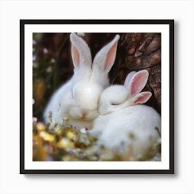 Pretty White Rabbits Art Print