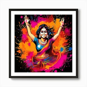 Vector Colorful Festive Celebration Joy Vibrant Culture Tradition Hindu Spring Happiness (7) Art Print