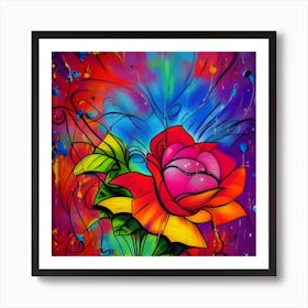 Colorful Rose Painting Art Print