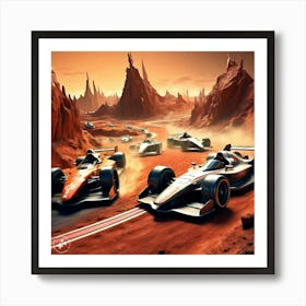 Race Cars On Mars Art Print