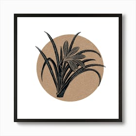 Flower Plant Floral Leaves Linocut Nature Wall Art Decorative Art Print