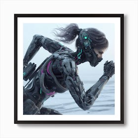 Robot Girl Running Art Print