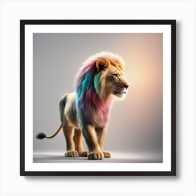 Lion With Rainbow Mane Art Print