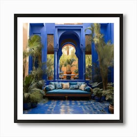 Blue Living Room In Morocco Art Print
