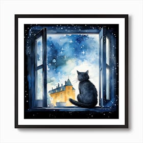 Cat Looking Out The Window 3 Art Print