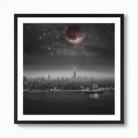 Moon Over New York City Art Print