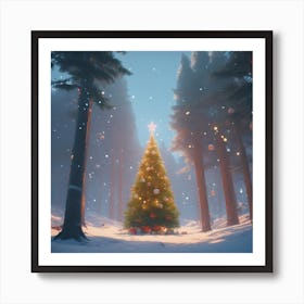 Christmas Tree In The Forest 122 Art Print