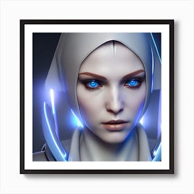 Female Android With Blue Eyes Art Print