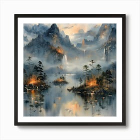 Chinese Landscape, Impressionism and Realism Art Print