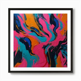 Hand Painted Acrylic Neon Abstract Surreal Style Art Print