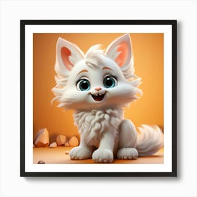 Cute White Cat Art Print