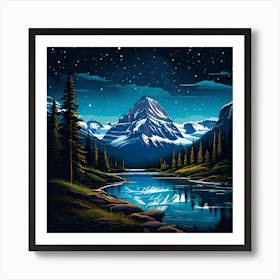 Glacier National Park At Night Art Print