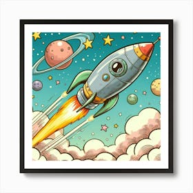 Space Rocket Art Print