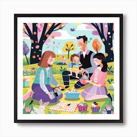 Family Picnic In The Park Art Print