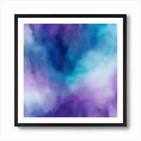 Beautiful purple blue abstract background. Drawn, hand-painted aquarelle. Wet watercolor pattern. Artistic background with copy space for design. Vivid web banner. Liquid, flow, fluid effect. Art Print