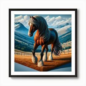 Horse In A Field Art Print