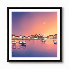 Holiday Sunset At The Harbour Art Print