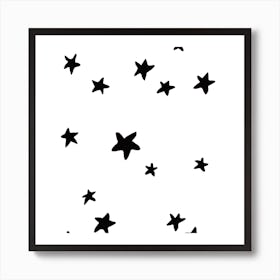 Nursery   Black Stars Art Print