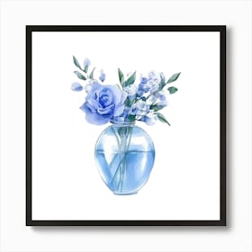 Watercolor Blue Floral 23 Art Print