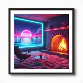 Room With Neon Lights Art Print