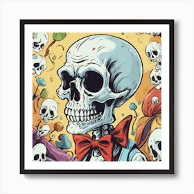 Skeleton With Bow Tie Art Print