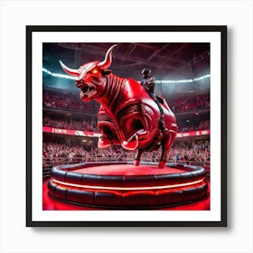 Bull Riding In Arena Art Print