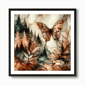 Butterfly Fluid Ink in Bronze Shades I Art Print