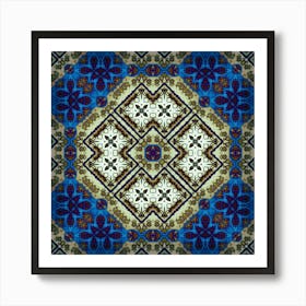 Modern Abstraction Pattern Ethnic Blue Art Print