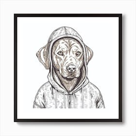 Dog In Hoodie 1 Art Print