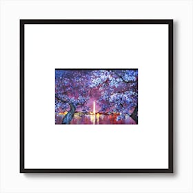 Cherry Blossoms At Night Art Print