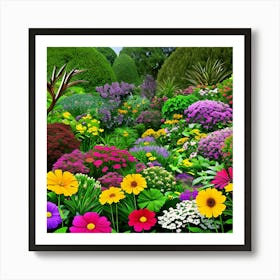 Colorful Flowers In A Garden Art Print