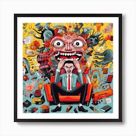 Man Sitting On A Couch Art Print
