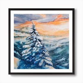 Trees On The Slope Of The Mountain Square Art Print