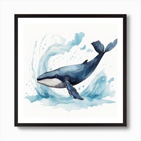 Whale Watercolor Painting Art Print