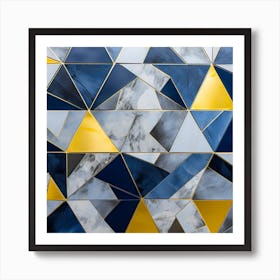 Abstract Blue And Gold Triangles Art Print