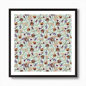 Dry Blue Flowers Square Art Print