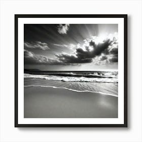 Black And White Beach Art Print