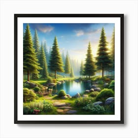 Pond In The Forest 3 Art Print