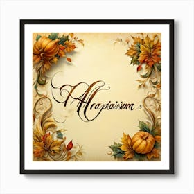 An Elaborate Display Of Calligraphy Gracefully Forming Happy Thanksgiving Greetings Swirling Wit (5) Art Print