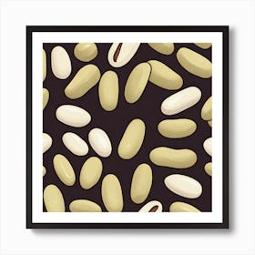 Seamless Pattern Of Coffee Beans 2 Art Print