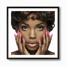 Black Woman With Pink Nails 3 Art Print