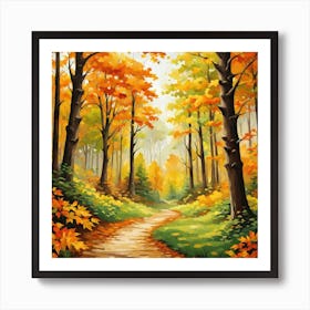 Forest In Autumn In Minimalist Style Square Composition 119 Art Print