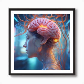 Woman With Brain Art Print