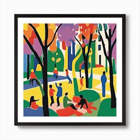 Urban Park Scene in Style of Matisse 1 Art Print