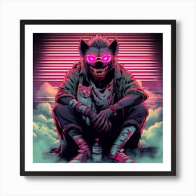 A badass hyena neon Art Print