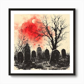 Halloween Graveyard Art Print