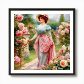 Lady In A Garden Art Print