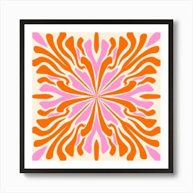 Abstract liquid petals - orange and pink Art Print